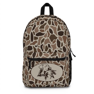 Sac à dos camouflage old school avec chien canard, cartable pour enfant, chasse au canard, rentrée des classes, sacs de chasse, cadeaux de chasse