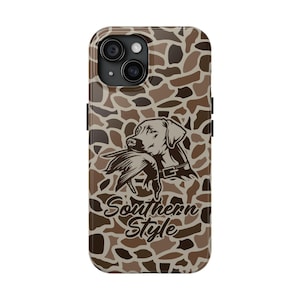 Old School Camo Tough Phone Case, "Southern Style" Duck Dog, Hunting Gifts, Phone Accessories