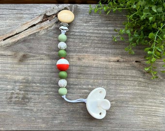 Handmade Fishing Bobber Pacifier Clip, Silicone Beads, Baby Shower Gift, Accessories