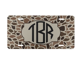Personalisiertes Old School Camouflage Nummernschild, Monogramm, Jagdgeschenke, Auto / LKW-Zubehör