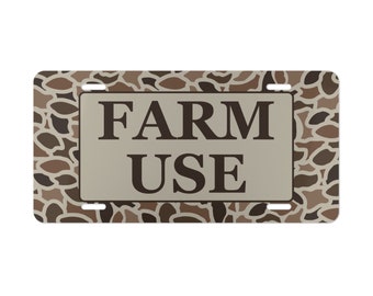 Matrícula de camuflaje de la vieja escuela con "USO AGRÍCOLA", regalos para agricultura y caza, accesorios para coche y camión