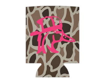 Old School Camo "Redneck Duck Hot Pink" Can Cooler, Beverage Insulator, Gifts for Her, Hunting