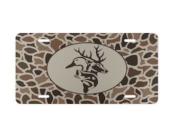 Placa camuflada antiga, veado, pato, peixe, presentes de caça/pesca, acessórios para carro/caminhão