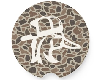 Old School Camo Soapstone Car Coaster, Redneck Duck, Hunting Gifts, Car/Truck Accessories