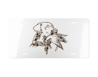 Camo Duck Dog License Plate: Hunting Truck Accessories