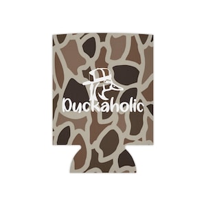 Enfriador de latas Old School Camo &quot;Duckaholic&quot;, regalos para él, caza