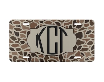 Personalisiertes Old School Camo Nummernschild, Benutzerdefiniertes Monogramm, Jagdgeschenke, Auto / LKW-Zubehör