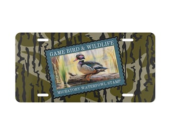Camo License License Plate, Wood Duck, Waterfowl Stamp, Hunting Gifts, Truck Tag, Accessories