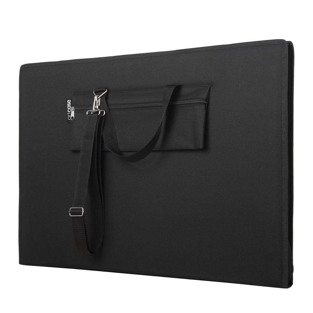 artcase max A2 Artist Portfolio case, hardcover drawing folder DINA2, document transport bag, 70 x 49 x 8 cm, storage art case, waterproof, polyester, large size, hard cover, black, a2