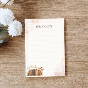 Blocco note A6 per amanti dei libri di fiori selvatici | Lista della spesa | Simpatici articoli di cancelleria con fiori autunnali | linee tratteggiate | Blocco note di lettura carino