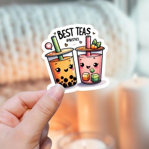 Best Teas Besties Boba Sticker | Waterproof Glossy Die Cut | Cute Boba Tea Sticker | Kawaii Bubble Tea Sticker | Laptop Ebook Reader Gift