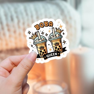 Boba Queen Bubble Tea Sticker | Waterproof Glossy Die Cut | Cute Boba Tea Sticker | Kawaii Bubble Tea Sticker | Laptop Ebook Reader Gift