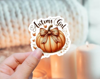 Adesivo zucca autunnale ragazza autunnale | Adesivo meteorologico per maglione | Amante delle spezie di zucca | Regalo adesivo autunnale carino | Adesivi stagionali accoglienti