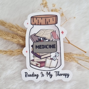 Leggere è la mia medicina terapeutica Adesivo per libri | adesivo impermeabile | Adesivi per amanti dei libri | Adesivi pianificatore | Simpatici adesivi per lettore di ebook