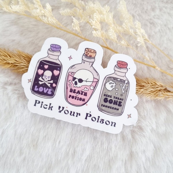 Pick your Poison Sticker | wasserfester Die Cut Sticker groß | Mystical Sticker | Lustige Hexen Sticker | Zaubertrank Sticker glossy Finish