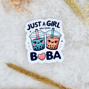 Just a girl who loves Boba Sticker | Die Cut Glossy Waterproof Sticker | Cute Bubble Tea Sticker | Cute Food Sticker | Asian Kawaii Sticker