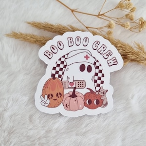 Boo Book Crew Halloween Nurse wasserfester Sticker glossy | Cute Ghost Sticker | Planner Sticker | Tumbler Sticker | Laptop Tablet Sticker