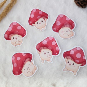 Set di adesivi con funghi carini | Confezione di adesivi fustellati da 6 pezzi | Adesivi autunnali | Adesivi Kawaii | ciascuno alto circa 5 cm