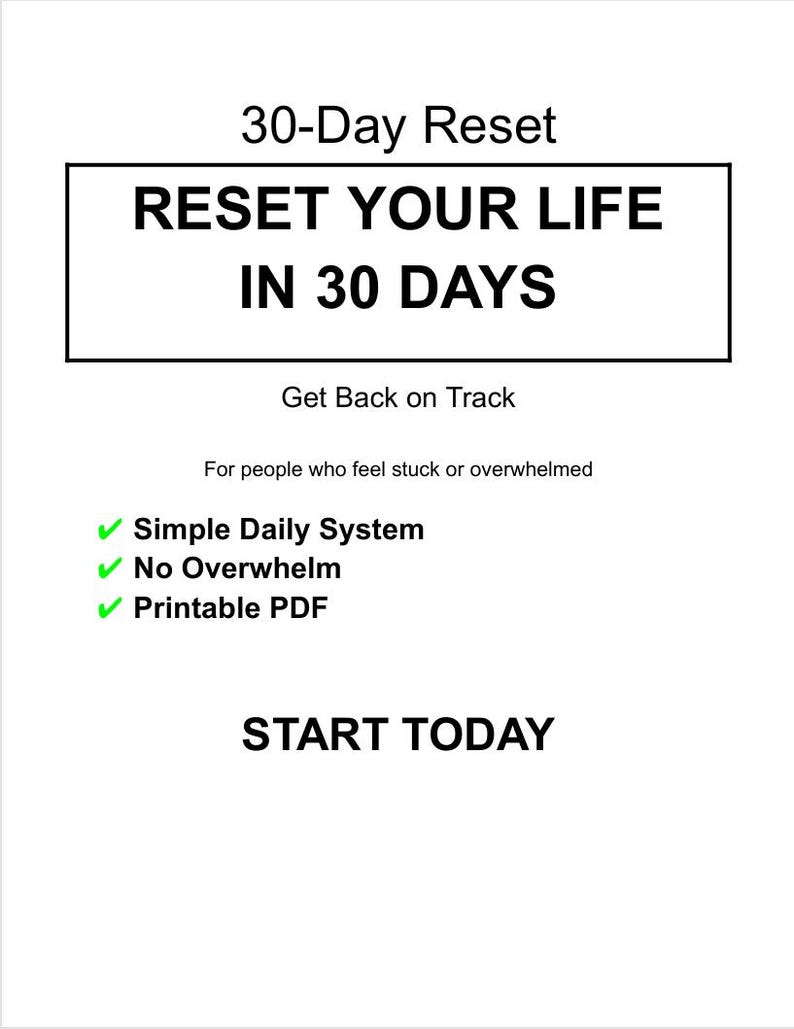 30 Day Life Reset Planner Printable | Get Back on Track PDF - Etsy
