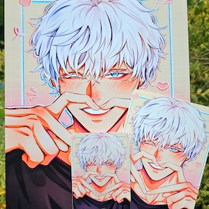 Sorcerer Anime White Hair Art Print | Fanart Print | Photo Card | Anime | Art Print | Digital Art | Manga