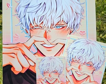 Sorcerer Anime White Hair Art Print | Fanart Print | Photo Card | Anime | Art Print | Digital Art | Manga