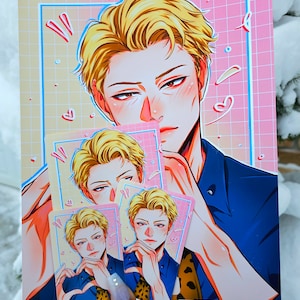 Tovenaar anime blond haar fanart print | Fotokaart | Anime | Kunstafdruk | Digitale kunst | Manga