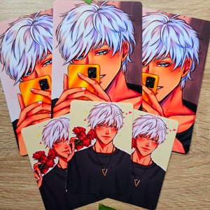 Obey Me Mammon Fanart Prints | Photo Card | Otome | Art Print | Mammon Roses Mirror Selfie | Digital Art