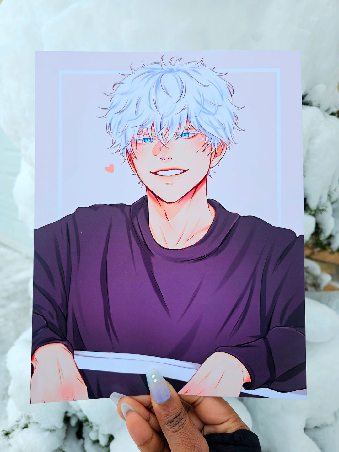 Sorcerer Anime White Hair Art Print Fanart Print Photo Card Anime Art