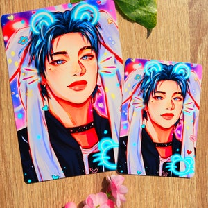 StrayKids Hwang Hyunjin / Impresión de fanart / Tarjeta fotográfica / Kpop / Impresión artística / Skz / Arte digital
