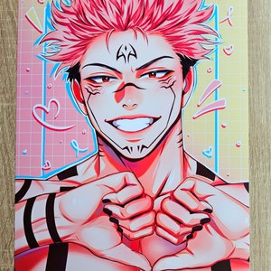 Tovenaar anime roze haar fanart print | Fotokaart | Anime | Kunstafdruk | Digitale kunst | Manga | Harten