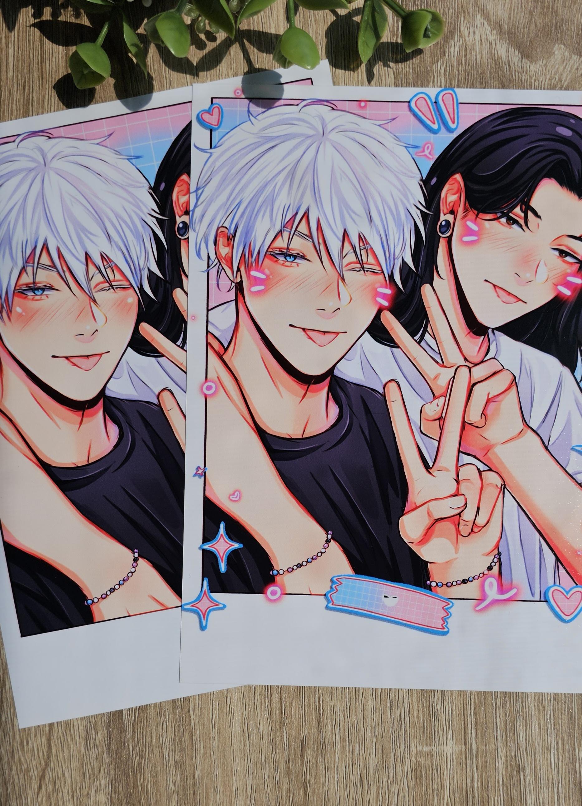 Sorcerer Anime White Hair Long Hair Art Print | Fanart Print | Photo Card | Anime | Art Print | Digital Art | Manga | Deco | Polco