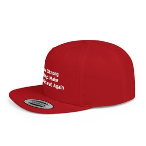 Canada Strong Embroidered Flat Bill Snapback Hat, White Acrylic Blend Carney Political Gag image 4