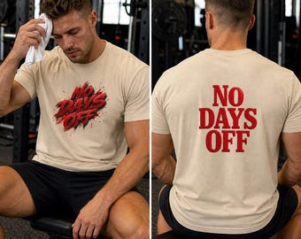 Maglietta da palestra "No Days Off", rossa, con grafica per allenamento.