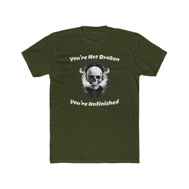 You’re Not Broken T-Shirt, Gothic Skull Inspirational Tee immagine 5