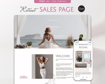Single Sales Page Canva Website Template for Yoga Retreat Marketing One-Page Funnel Landing Page