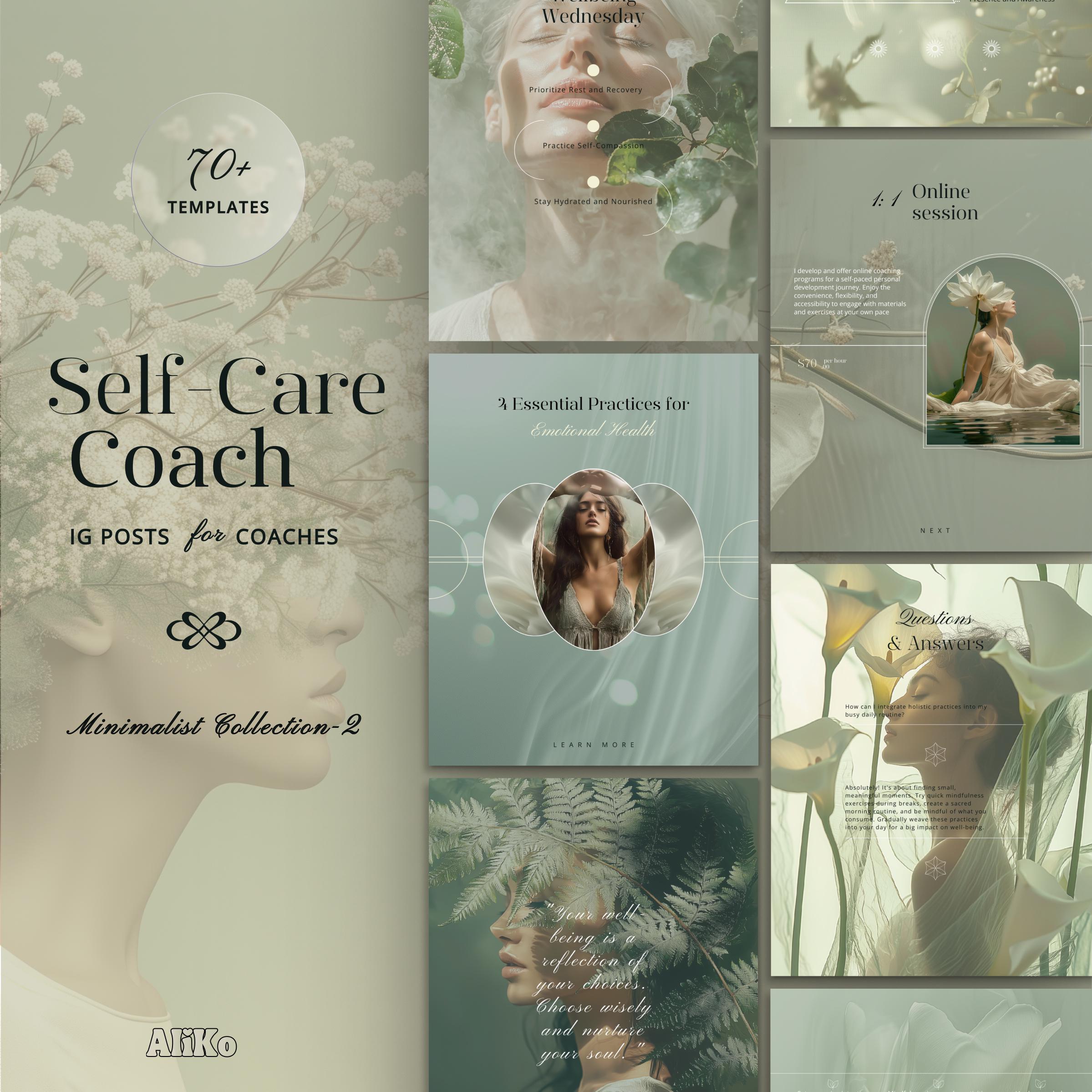 Spiritual Instagram Post Templates: nature, green, minimalist in Canva | Social Media | Mental Health | Self Care, Wellbeing, Life Coaching