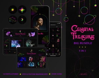 Mystical Social Media Kit: Celestial Canva Templates (Instagram, Etsy, YouTube)