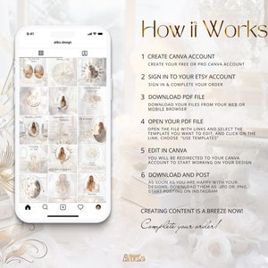 White Gold Instagram Spiritual Post Templates - Fantasy Social Media IG ...