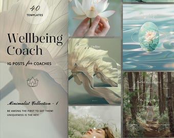 Spiritual Instagram Templates: nature, minimalist, aesthetic in Canva | Wellbeing & Life Coach | Self Heal and Mental Health | Social Media