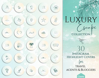 Instagram Highlight Covers for Travel Agents, Bloggers & Trip Advisors | Editable in Canva Story icons: tropical, minimalist | Bright IG