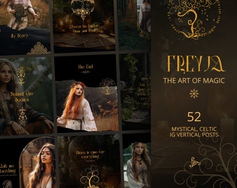 Modèles de publication Instagram spirituelle : sombre, magique, celtique sur Canvas | Contenu pour la marque Mystic | Réseaux sociaux de sorcière | Cristaux, tarot et runes