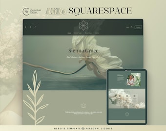 Website Template Squarespace Design: salbeigrün, natur, minimalistisch für Life, WellBeings, Yoga, Meditation Coaches
