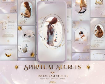 Tarot & Astrology Instagram Story Templates | Rose Gold Pearl Design (Canva)