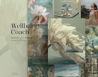 Life Coach Instagram Templates: minimalistisch, grün, natur in Canva | Spirituelles Mentoring & Wellness Coaching | Persönliches Wachstum Social Media
