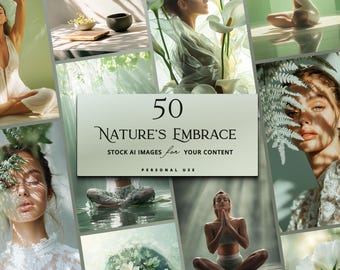 Minimalist Green Stock Photos: Ethereal Nature Images (PNG Digital Download)
