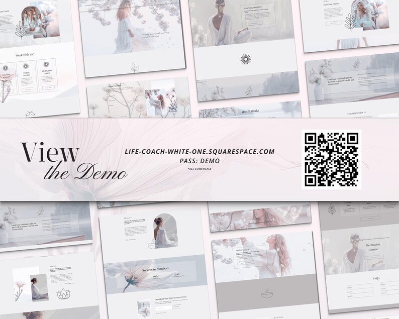 Squarespace Template designed for a clear, spiritual, white aesthetic — perfect for yoga, meditation, business coaching, self-care, wellbeing, and psychology therapy websites. Create a serene and professional online presence with this elegant, easy-to-use design.