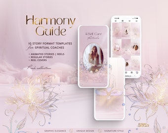 Spiritual Instagram Story Templates: pink, gold in Canva | Animated Stories | Reel Covers | Holistic Coach | Fantasy & Goddess Social Feed