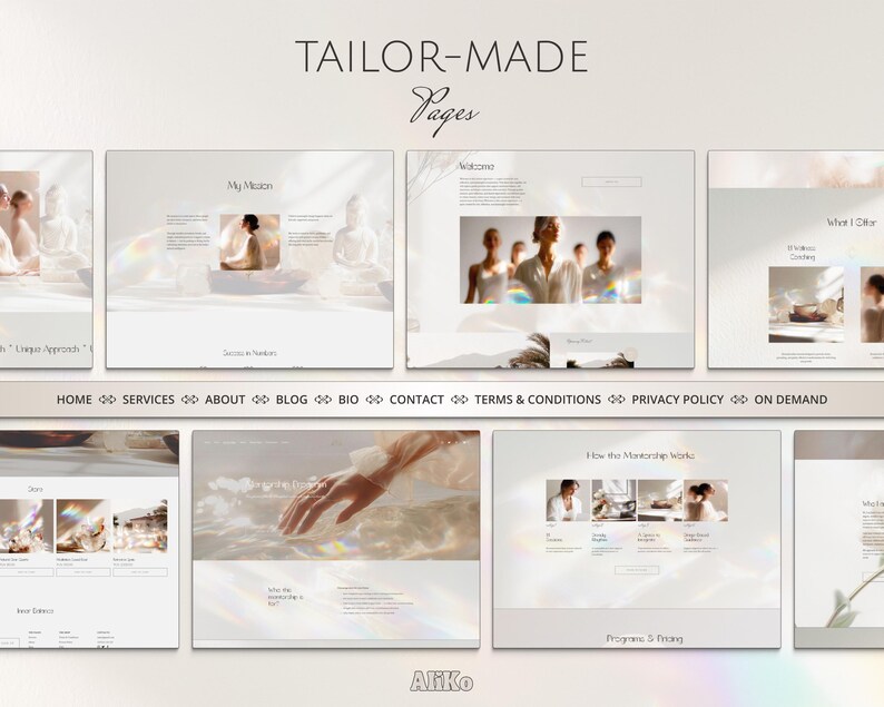 Squarespace Website Template Design for Wellness & Wellbeing Coach, Reiki Teachers – Spiritual Business – Minimalist Theme.
This minimalist Squarespace website template is created for wellness coaches, Reiki practitioners, spiritual teachers and holistic businesses who want a calm and professional online presence. The clean layout and soft, neutral aesthetic help you present your services, coaching sessions, retreats or healing practices in a clear and welcoming way.