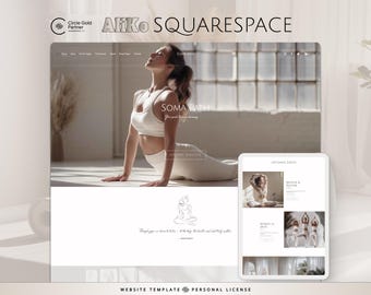 Squarespace Website Template Design for Yoga & Fitness Coach: minimalist, neutral, clean theme - Aliko