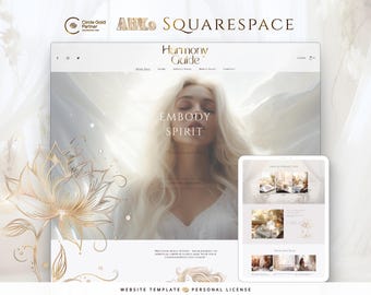 Squarespace Website Template: Spirituelles Branding in Weißgold für Holistische Coaches & Therapeuten